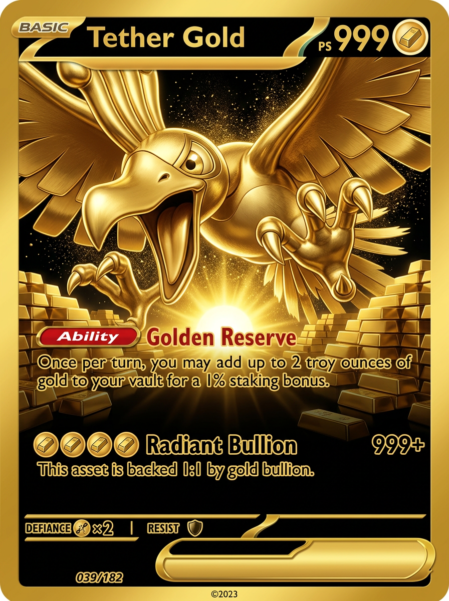 Tether Gold Golden PokeStocks collectible card