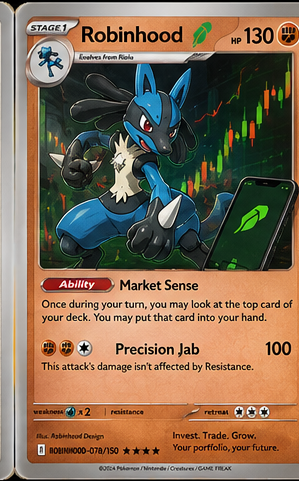 Robinhood Rare PokeStocks collectible card
