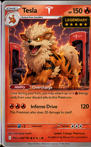 Tesla Legendary PokeStocks collectible card